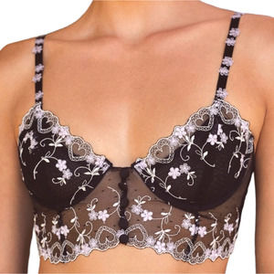 FOR LOVE AND LEMONS AMOUR LONGLINED BRA IN BLACK SZ S